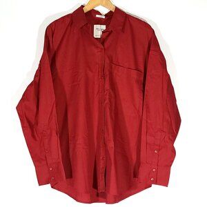 NWT Abercrombie & Fitch Men's Brick Red Button-up Long Sleeve Shirt Size Large